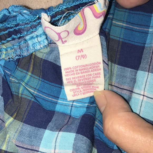 OP blue plaid print M (7-9) tank top π - Picture 3 of 3